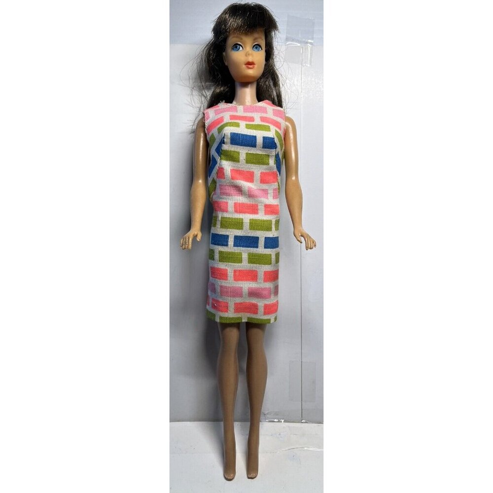 Barbie 1958 Mattel Midge #6 Patented Brunette Hair Dress No Green Ear! Blue Eyes